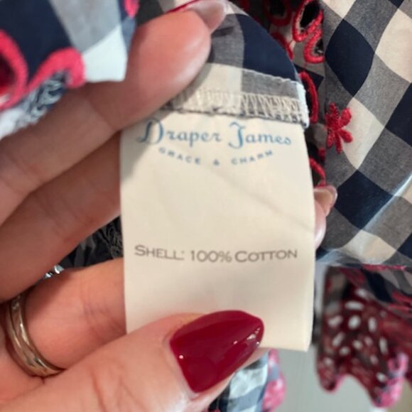 Draper James Dolly Gingham Eyelet Shirt Dress Size 4 - Picture 8 of 8
